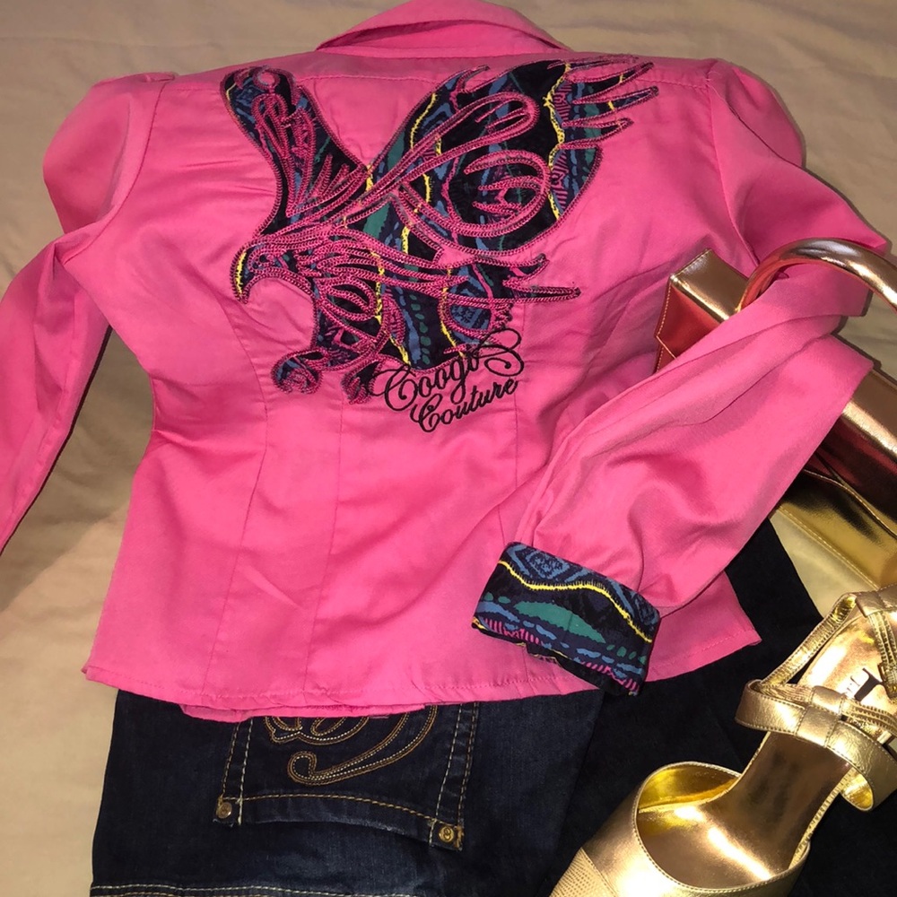 Sm. Pink Coogie deep plunge shirt